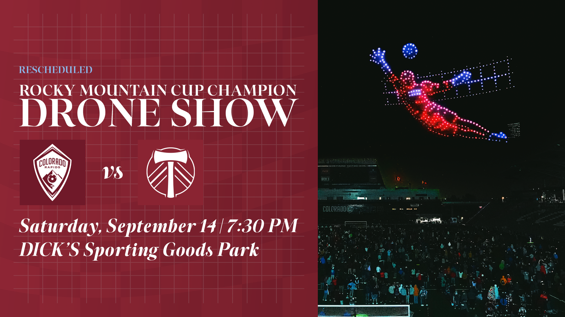 Colorado Rapids Take on Portland Timbers with Postgame Drone Show 